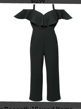 Black Off-Shoulder Ruffle Cruise Pageant Jumpsuit 16w Rachel Zoe